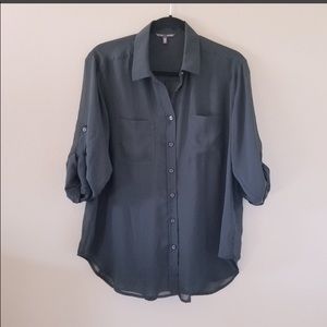 Victoria secret sheer black button up blouse Xl